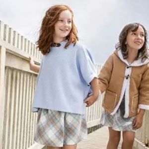 Hope & Henry Neutral Tartain Plaid Pull On Skirt Size 7